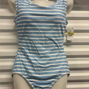 Lands' End Women's Blue and White Swimsuit